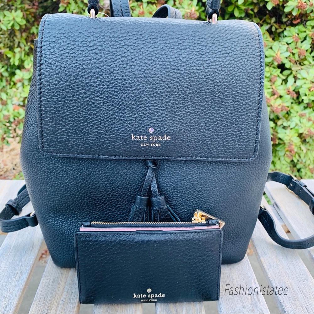 Kate spade medium Hayes black backpack wallet set - Picture 4 of 8